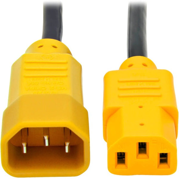 Tripp Lite 4ft Computer Power Cord Extension Cable C14 to C13 Yellow 10A 18AWG 4' - American Tech Depot
