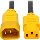 Tripp Lite 6ft Power Cord Extension Cable C14 to C13 Heavy Duty Yellow 15A 14AWG 6' - American Tech Depot