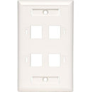 Tripp Lite Quad Outlet RJ45 Universal Keystone Face Plate - Wall Plate, White, 4-Port - American Tech Depot