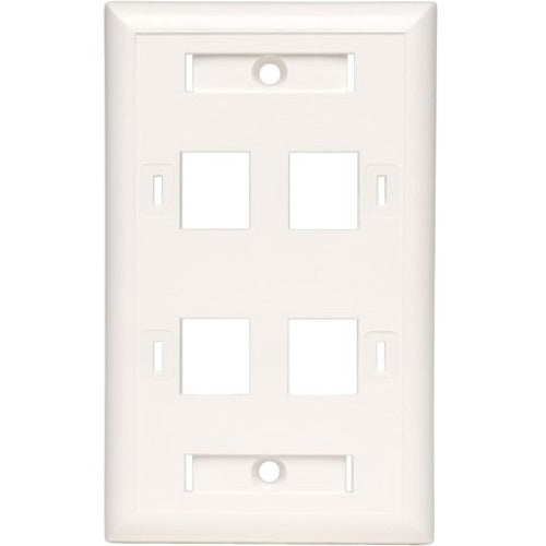 Tripp Lite Quad Outlet RJ45 Universal Keystone Face Plate - Wall Plate, White, 4-Port - American Tech Depot
