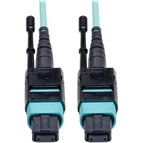 Tripp Lite 10M MTP - MPO Patch Cable 12 Fiber 40GbE Aqua OM3 Plenum 33ft 33' 10 Meter - American Tech Depot