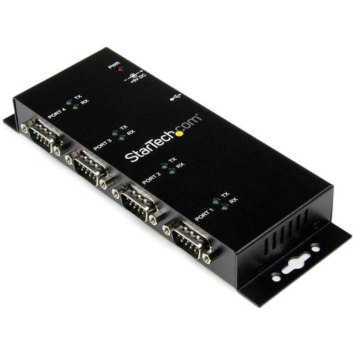 StarTech.com USB to Serial Adapter Hub - 4 Port - Industrial - Wall Mount - Din Rail - COM Port Retention - FTDI USB Serial - American Tech Depot