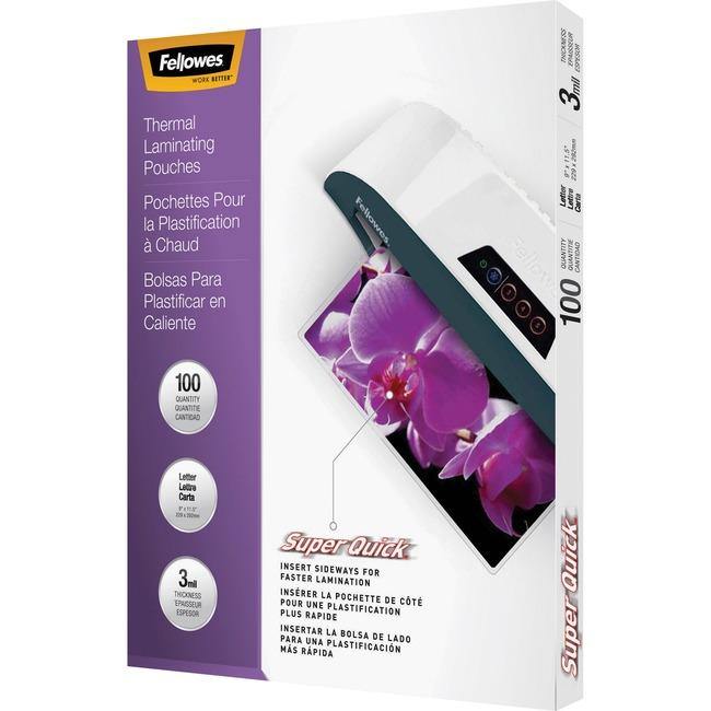 Fellowes Glossy SuperQuick Pouches - Letter, 3 mil, 100 pack - American Tech Depot