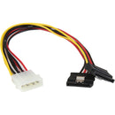 StarTech.com 12in LP4 to 2x Latching SATA Power Y Cable Splitter Adapter - 4 Pin Molex to Dual SATA - American Tech Depot