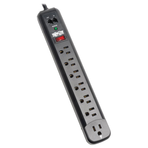 Tripp Lite Surge Protector Power Strip 120V Right Angle 7 Outlet RJ11 Black - American Tech Depot
