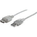 Manhattan Hi-Speed USB 2.0 A Male to A Female Extension Cable, 15', Translucent Silver - American Tech Depot