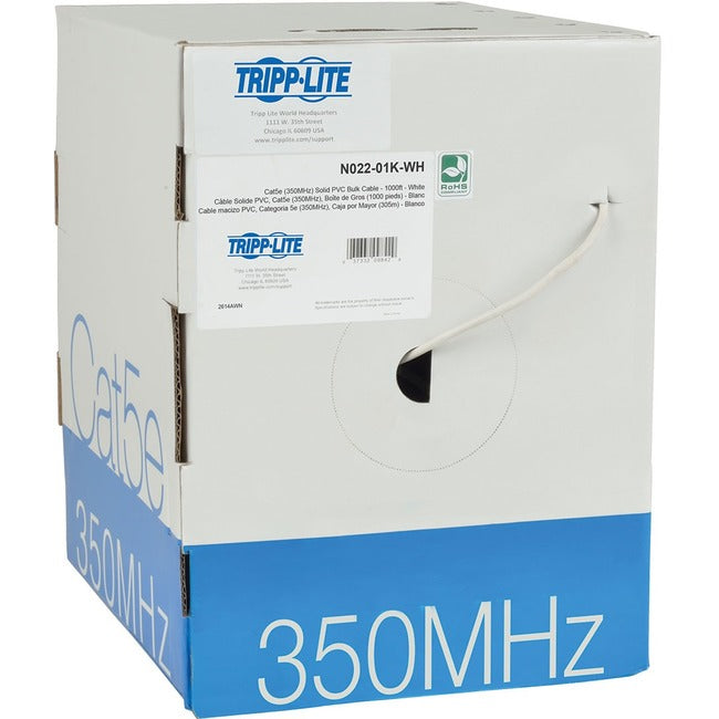Tripp Lite 1000ft PVC CMR CAT5E CAT5 SOLID UTP BULK CABLE WHITE 1000' - American Tech Depot