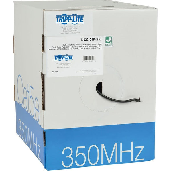 Tripp Lite 1000ft Cat5 - Cat5e Bulk Cable Solid CMR PVC 350MHz Black 1000' - American Tech Depot