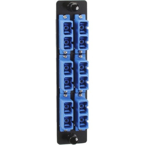 Black Box High-Density Adapter Panel, Ceramic Sleeves, (6) SC Duplex Pairs, Blue - American Tech Depot