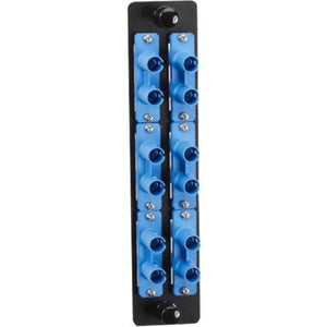 Black Box High-Density Adapter Panel, Ceramic Sleeves, (6) ST Duplex Pairs, Blue - American Tech Depot