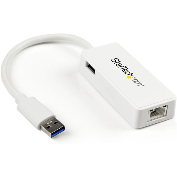 StarTech.com USB 3.0 to Gigabit Ethernet Adapter NIC w- USB Port - White - American Tech Depot