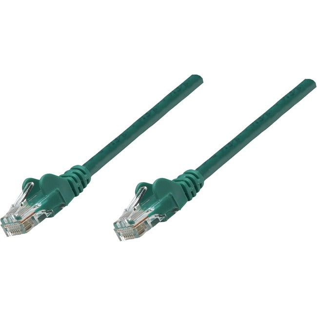 Intellinet Network Patch Cable, Cat5e, 1m, Green, CCA, U-UTP, PVC, RJ45, Gold Plated Contacts, Snagless, Booted, Lifetime Warranty, Polybag