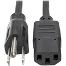 Tripp Lite 1ft Computer Power Cord Cable 5-15P to C13 10A 18AWG 1' - American Tech Depot