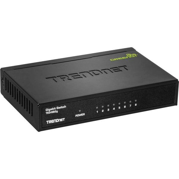 TRENDnet 8-Port Gigabit GREENnet Switch, Ethernet Network Switch, 8 x 10-100-1000 Mbps Gigabit Ethernet Ports, 16 Gbps Switching Capacity, Metal, Lifetime Protection, Black, TEG-S82G