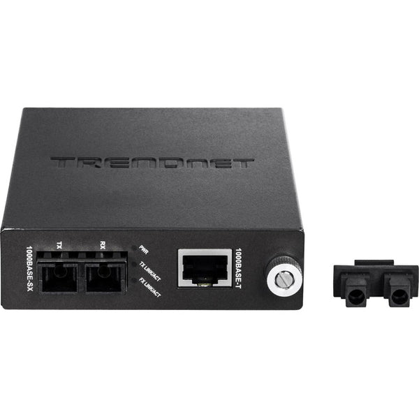 TRENDnet Intelligent 1000 Base-T to 1000 Base-SX Multi-Mode SC Fiber Media Converter; Up to 550M (1800 ft.); Fiber to Ethernet Converter; 2 Gbps Switching Capacity; Lifetime Protection; TFC-1000MSC