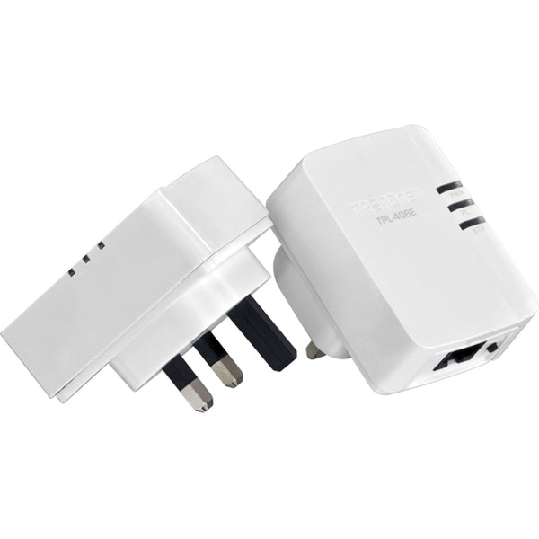 TRENDnet Powerline 500 AV Nano Adapter Kit, Includes 2 x TPL-406E Adapters, Cross Compatible With Powerline 600-500-200, Windows 10, 8.1, 8, 7, Vista, XP, Plug & Play Install, White, TPL-406E2K