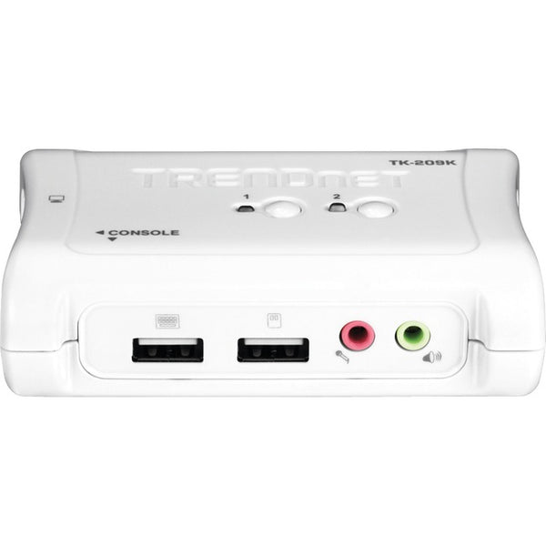 TRENDnet 2-Port USB KVM Switch and Cable Kit with Audio, Manage Two PCs, USB 1.1, Hot-Plug, Auto-Scan, Hot-Keys, Windows & Linux Compliant, TK-209K