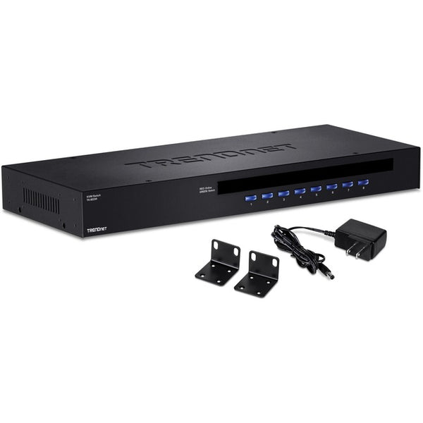 TRENDnet 8-Port USB-PS2 Rack Mount KVM Switch, TK-803R, VGA & USB Connection, Supports USB & PS-2 Connections, Device Monitoring, Auto Scan, Audible Feedback, Control up to 8 Computers-Servers