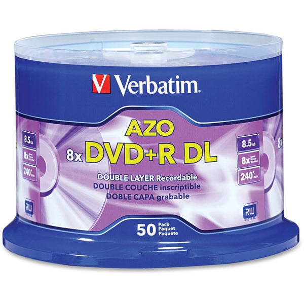 Verbatim DVD+R DL 8.5GB 8X with Branded Surface - 50pk Spindle