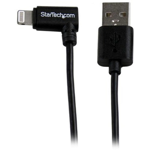 StarTech.com 2m (6ft) Angled Black Apple 8-pin Lightning Connector to USB Cable for iPhone - iPod - iPad - American Tech Depot