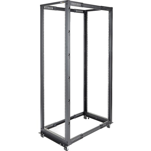 StarTech.com 42U Adjustable Depth Open Frame 4 Post Server Rack Cabinet - Flat Pack w- Casters, Levelers and Cable Management Hooks