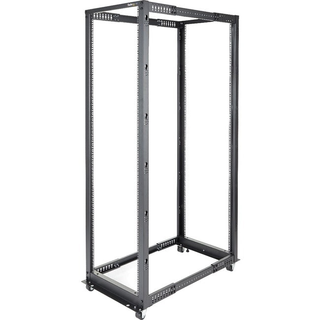StarTech.com 42U Adjustable Depth Open Frame 4 Post Server Rack Cabinet - Flat Pack w- Casters, Levelers and Cable Management Hooks