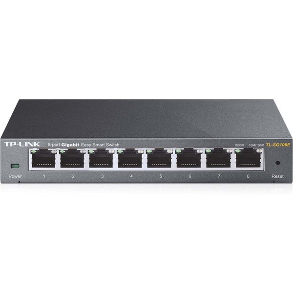 TP-LINK TL-SG108E 8-Port Gigabit Easy Smart Switch, 8 10-100-1000Mbps RJ45 ports, MTU-Port-Tag-based VLAN, QoS, IGMP Snooping