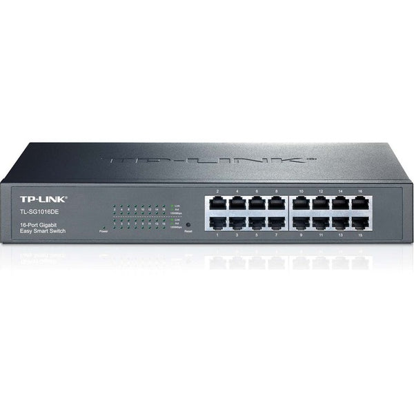 TP-LINK TL-SG1016DE 16-Port Gigabit Easy Smart Switch, 16 10-100-1000Mbps RJ45 ports, MTU-Port-Tag-based VLAN, QoS, IGMP Snooping