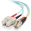 C2G 0.5m LC-SC 10Gb 50-125 Duplex Multimode OM3 Fiber Cable - Aqua - 1.6ft - American Tech Depot