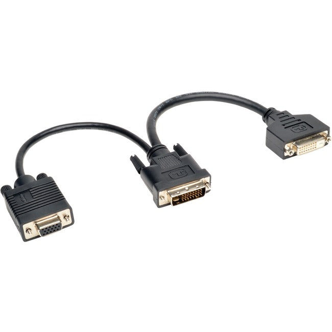 Tripp Lite 6in DVI Digital Y Splitter Cable DVI-I M to DVI-D F and HD15 F 6" - American Tech Depot