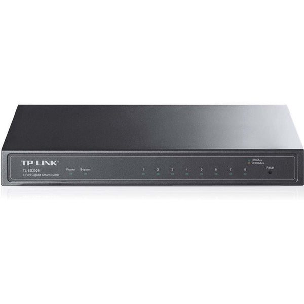 TP-LINK TL-SG2008 8-port Pure-Gigabit Desktop Smart Switch, 8 10-100-1000Mbps RJ45 ports, Tag-based VLAN, STP-RSTP-MSTP, IGMP V1-V2-V3 Snooping, DHCP Filtering, 802.1P Qos, Rate Limiting, Voice VLAN, Port Trunking, LACP, Port Mirroring, SNMP, RMON
