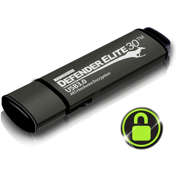 Kanguru Defender Elite30, Hardware Encrypted, Secure, SuperSpeed USB 3.0 Flash Drive, 8G