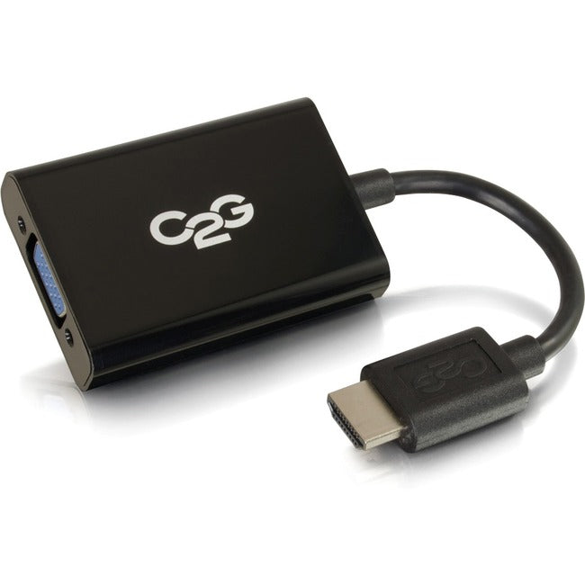 C2G HDMI to VGA Adapter Converter Dongle with Stereo Audio M-F - Black - American Tech Depot