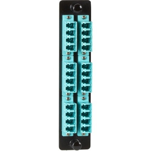 Black Box High-Density Adapter Panel, Ceramic Sleeves, (12) LC Duplex Pairs, Aqua - American Tech Depot