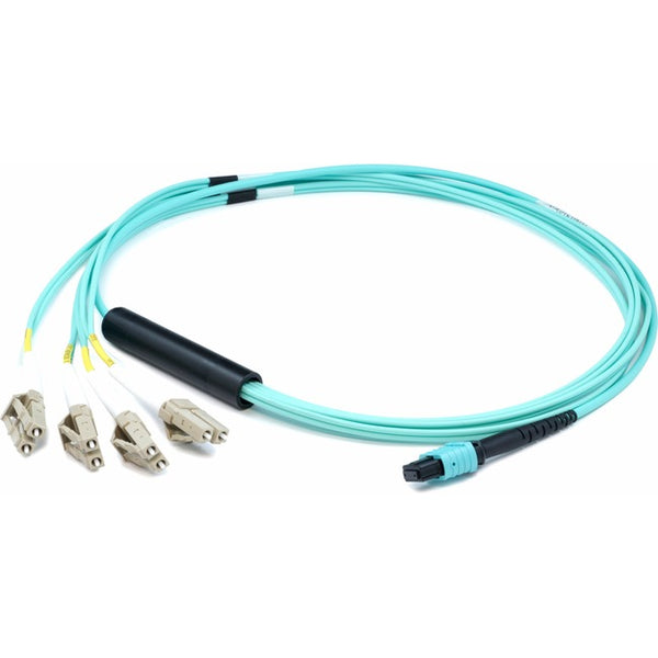 AddOn 3m MPO (Female) to 8xLC (Male) 8-Strand Aqua OM3 Fiber Fanout Cable - American Tech Depot