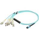 AddOn 15m MPO (Female) to 6xLC (Male) 12-Strand Aqua OM3 Duplex Fiber Fanout Cable - American Tech Depot