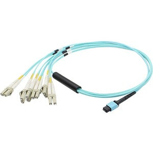 AddOn 1m MPO (Female) to 6xLC (Male) 12-Strand Aqua OM3 Duplex Fiber Fanout Cable - American Tech Depot