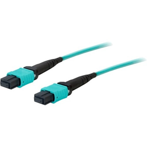 AddOn 10m MPO (Female) to MPO (Female) 12-Strand Aqua OM4 Straight Fiber OFNR (Riser-Rated) Patch Cable - American Tech Depot