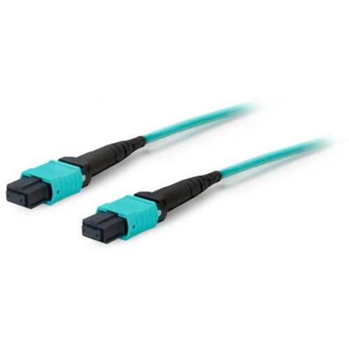 AddOn 1m MPO (Male) to MPO (Male) 12-Strand Aqua OM3 Crossover Fiber OFNR (Riser-Rated) Patch Cable - American Tech Depot