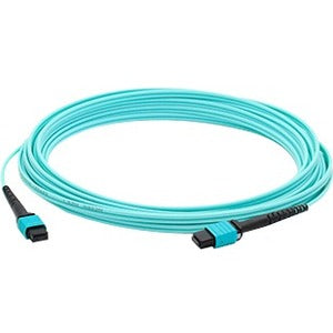 AddOn 1m MPO (Female) to MPO (Female) 12-Strand Aqua OM4 Crossover Fiber OFNR (Riser-Rated) Patch Cable - American Tech Depot