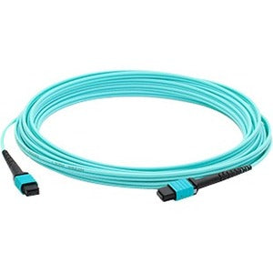 AddOn 3m MPO (Male) to MPO (Male) 12-Strand Aqua OM3 Straight Fiber OFNR (Riser-Rated) Patch Cable - American Tech Depot