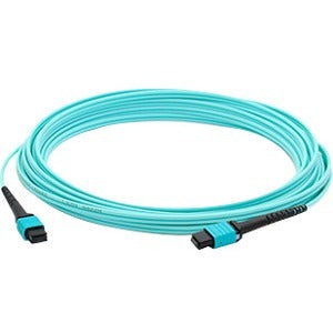 AddOn 3m MPO (Female) to MPO (Female) 12-Strand Aqua OM4 Crossover Fiber OFNR (Riser-Rated) Patch Cable - American Tech Depot