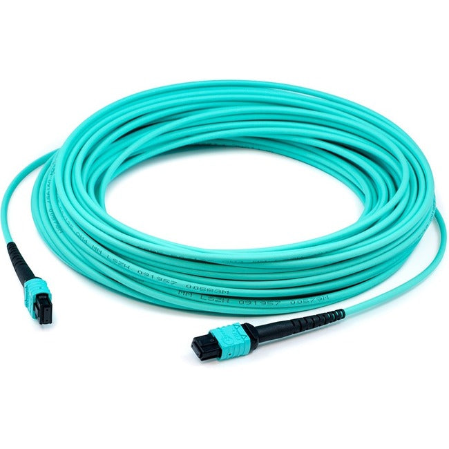 AddOn 5m MPO (Female) to MPO (Female) 12-Strand Aqua OM3 Crossover Fiber OFNR (Riser-Rated) Patch Cable - American Tech Depot