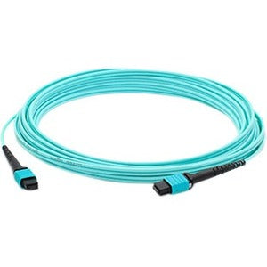 AddOn 5m MPO (Female) to MPO (Female) 12-Strand Aqua OM4 Crossover Fiber OFNR (Riser-Rated) Patch Cable - American Tech Depot