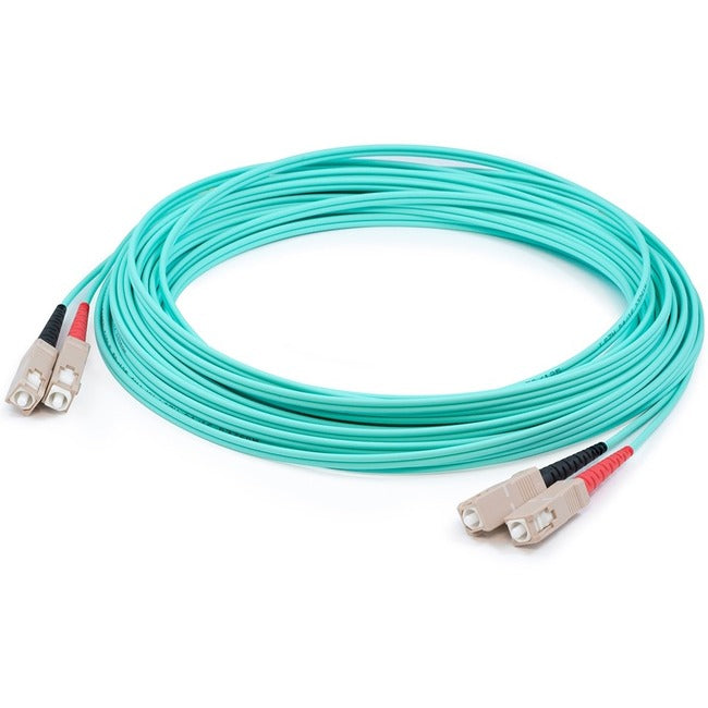 AddOn 1m SC (Male) to SC (Male) Aqua OM4 Duplex Fiber OFNR (Riser-Rated) Patch Cable - American Tech Depot