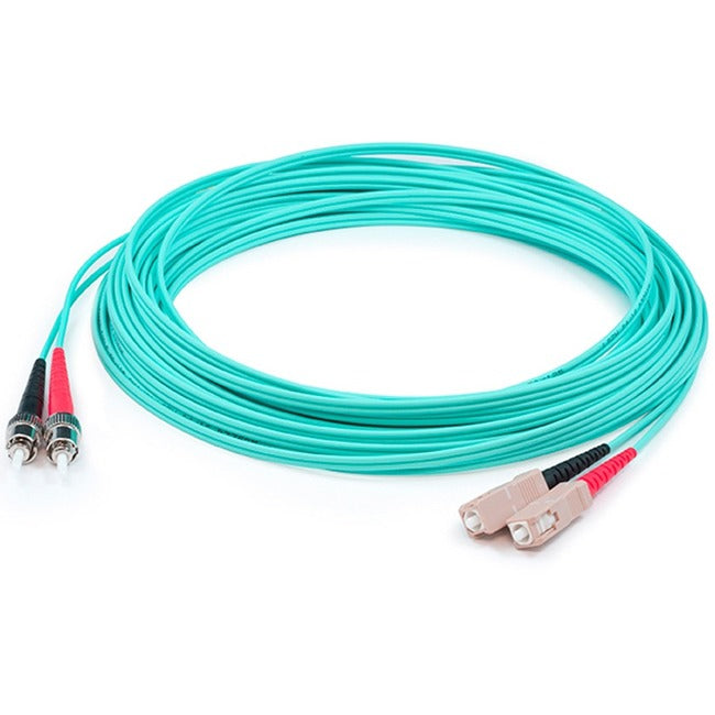 AddOn 3m SC (Male) to ST (Male) Aqua OM4 Duplex Fiber OFNR (Riser-Rated) Patch Cable - American Tech Depot