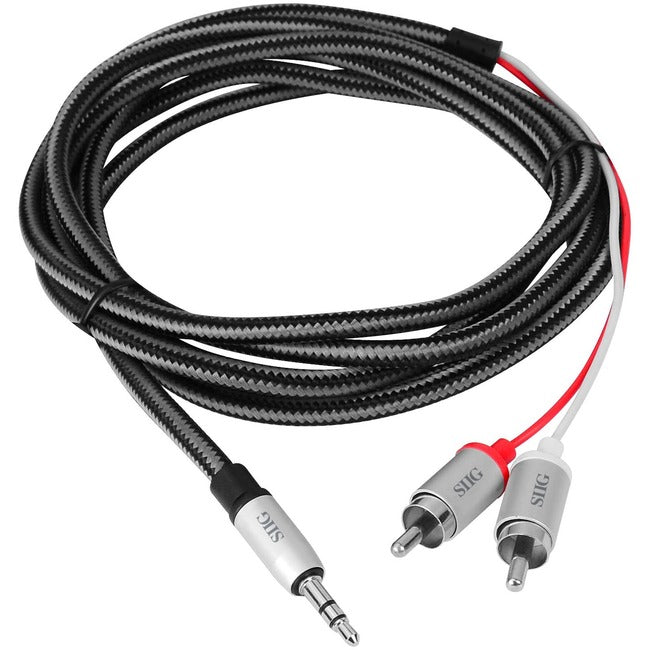 SIIG Woven Fabric Braided 3.5mm to RCA Stereo Cable (M-M) - 2M - American Tech Depot