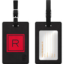 OTM Monogram Black Leather Bag Tag, Inversed, Fire - R