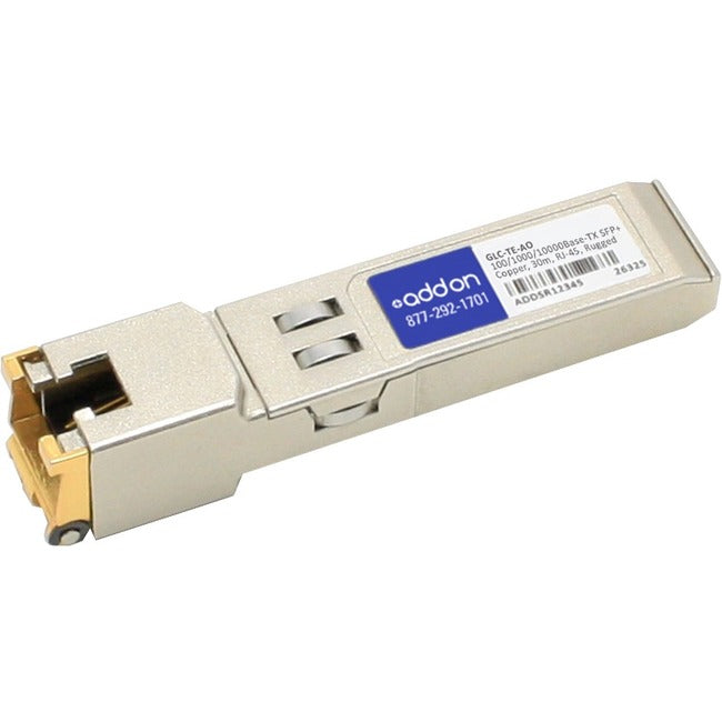 AddOn Cisco GLC-TE Compatible TAA Compliant 10-100-1000Base-TX SFP Transceiver (Copper, 100m, RJ-45, Rugged)