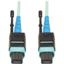 Tripp Lite MTP MPO Patch Cable Push Pull Tab 100GbE Aqua OM3 Plenum 3M 10ft 10' '3 Meter - American Tech Depot